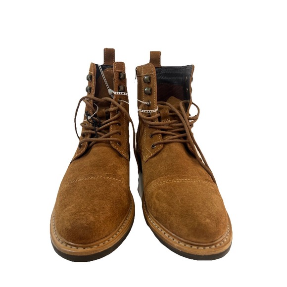 Frye Russell Mens Tan Leather Suede Cap Boots FR41606 Lace‎ Zip Up Sz 9 1/2 NEW main image 4